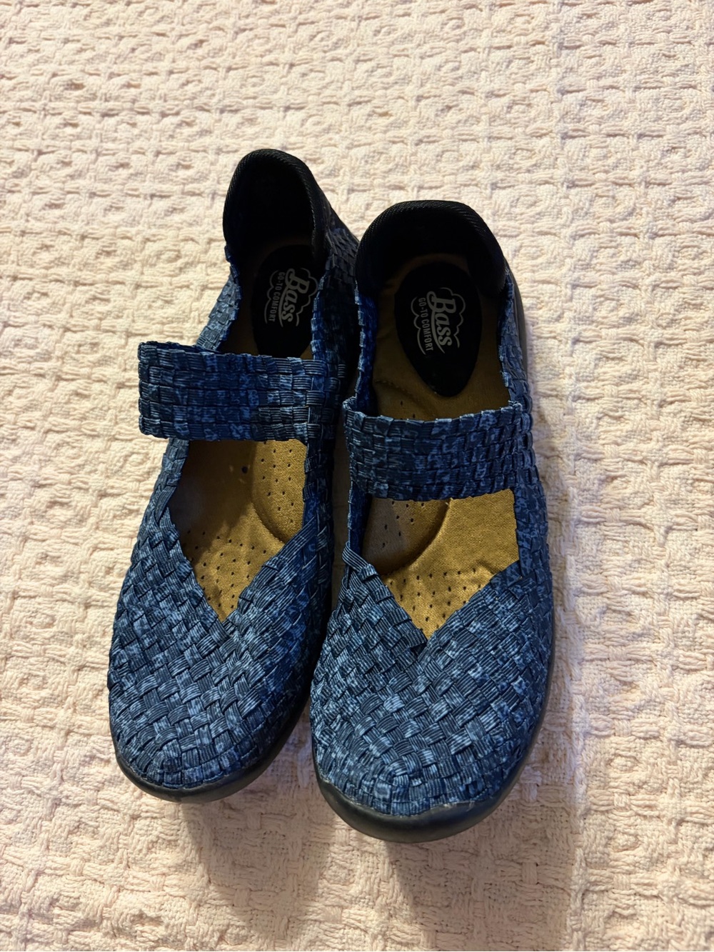 Bass Women's Woven Mary Jane Flats - Navy Blue